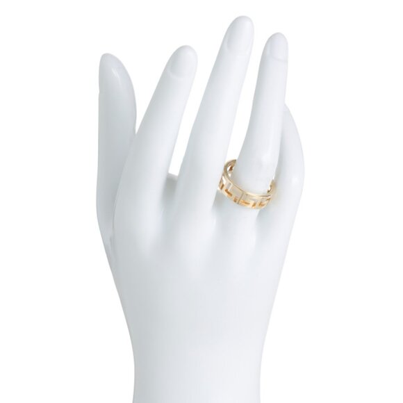 GOLDEN CLEF Gold Made In Italy 14k Gold Greek Key Ring - Picture 2 of 2